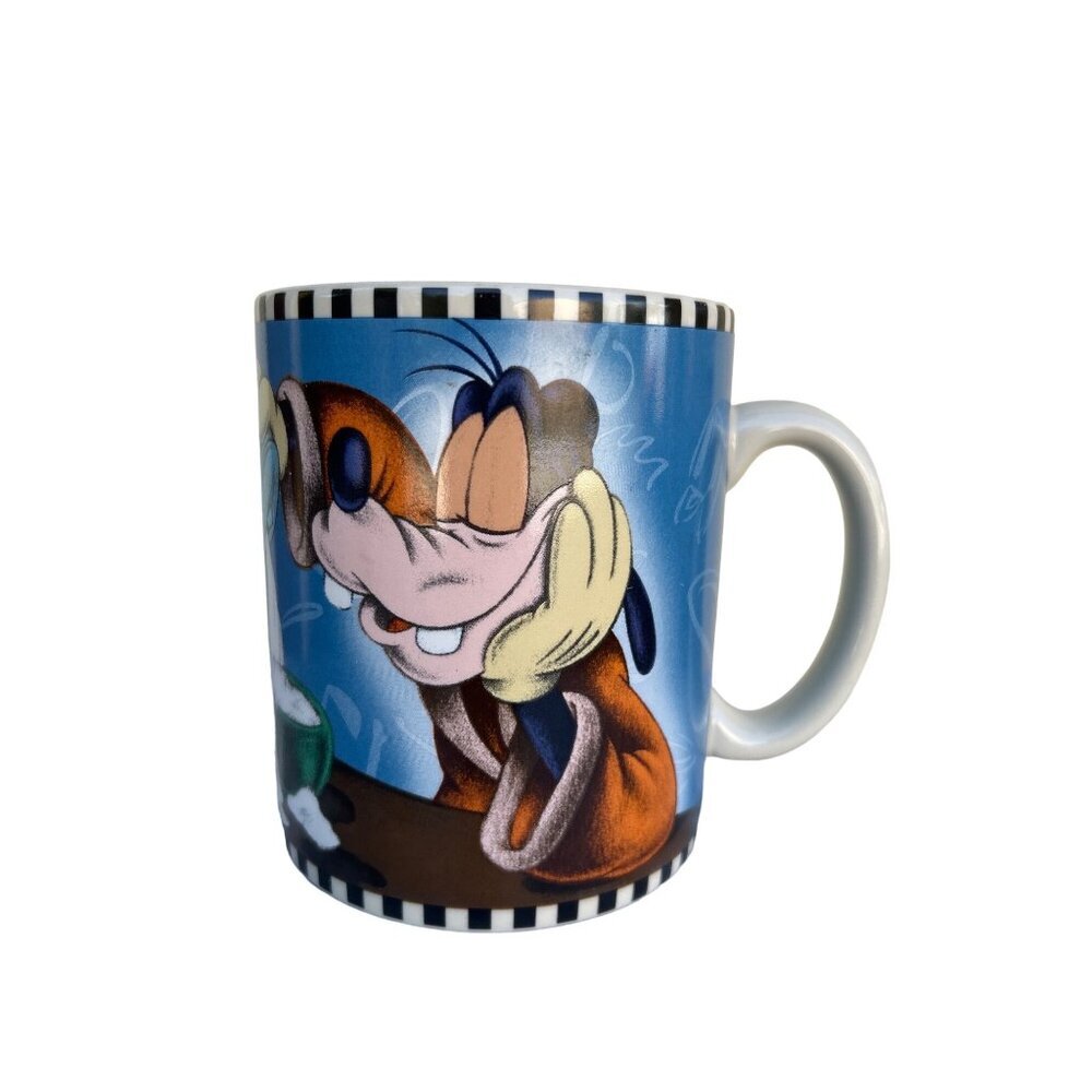 Disney Goofy Coffee Mug Oversized Ceramic Cartoon Character Blue & White